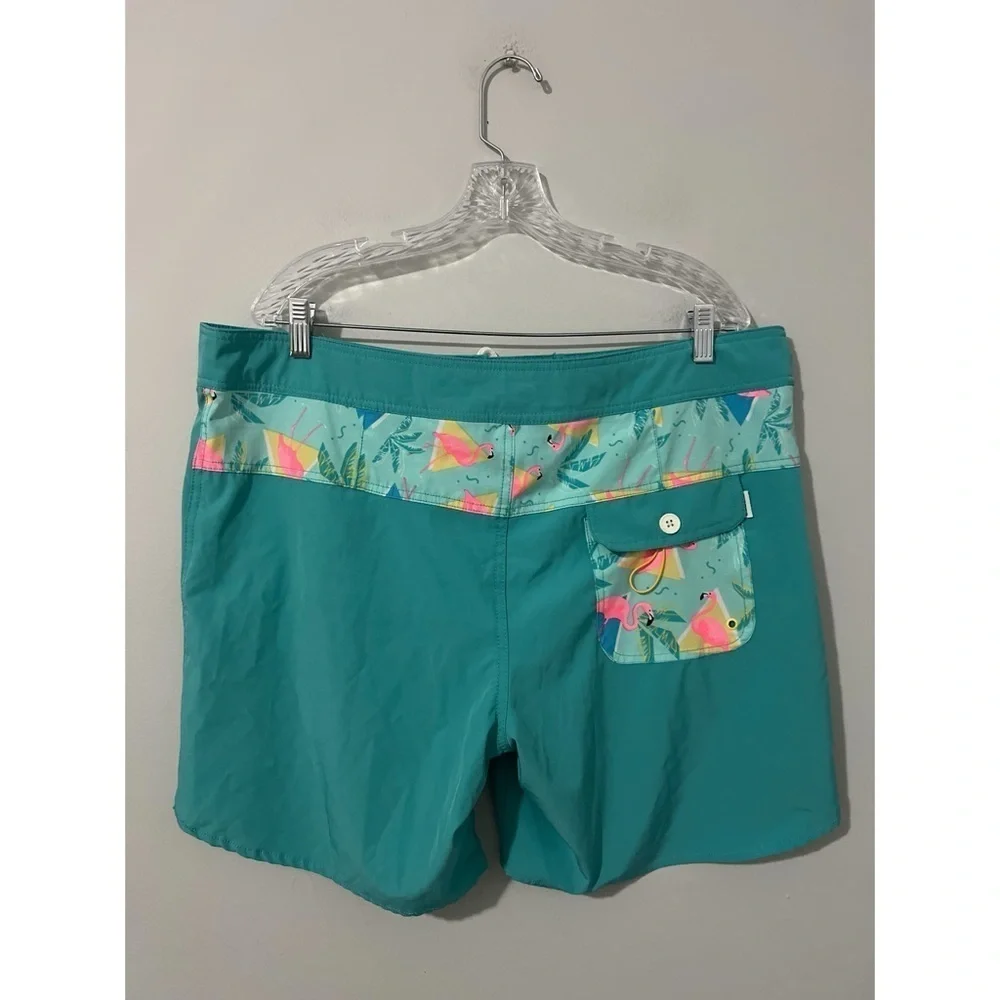 Chubbies Board Shorts Men's 38 Green Print Swim Trunks Drawstring